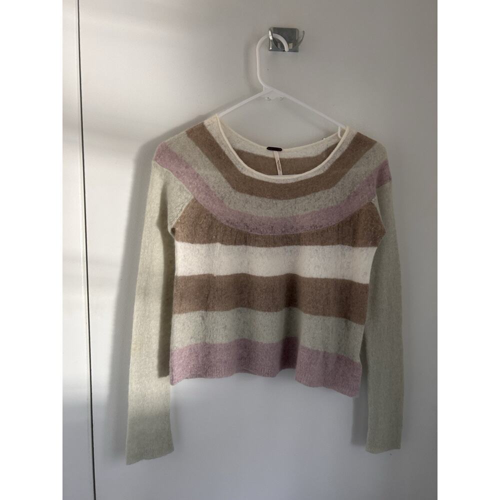 Free People Sweater Merino Wool And Angora Blend Mint Lavender Beige XS